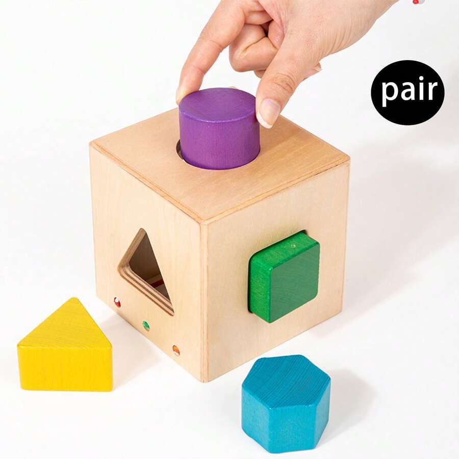 Children's Wooden Polygon Shape Sorter Game Box, Geometric Shape Matching Game Box, Montessori Early Education Toy, Children's Early Learning Educational Game,