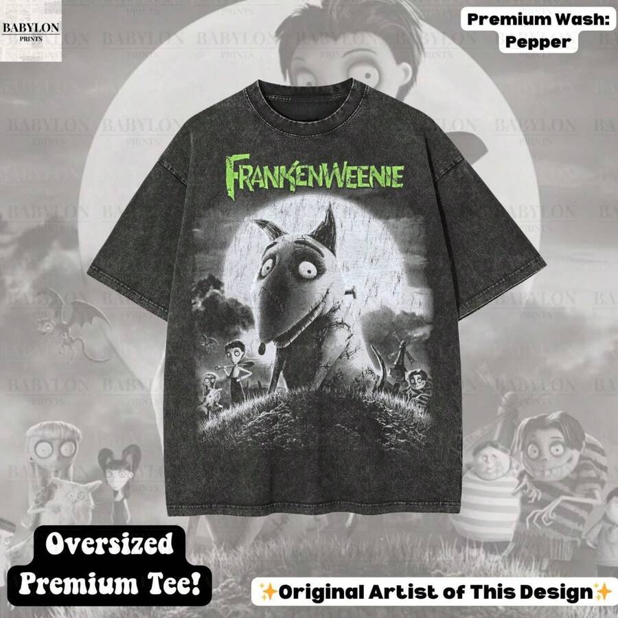 Oversized D Isne Y Frankenweenie Dog Shirt Halloween Shirt Mickeys Not So Scary Party Tee Disneyworld Halloween Shirt Disn - màu đen - Xem 1