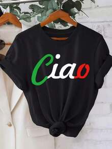 Women's Short-Sleeved Blouse With A Round Neck, Soft And Breathable - Casual Summer Wear Suitable For Spring/Summer, Machine Washable, Casual Outfit, Spring/Summer Clothing - Comfortable Casual Wear (Not See-Through). Women's Blouses > Clothing - 黑色 - 查看 1