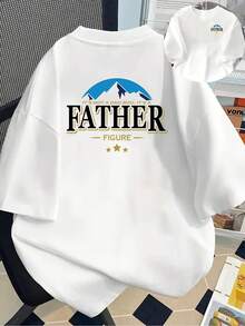 New 180g Short-Sleeved T-Shirt, 1% Cotton, With Front And Back Prints - Humorous Dad Design T-Shirt - Fashionable Printed T-Shirt For Women, Short-Sleeved, Suitable For All Seasons,  Clothing - Can Be Worn As A Base Layer In Spring And Autumn Or Alone In Summer, Unisex. - 白色 - 查看 1