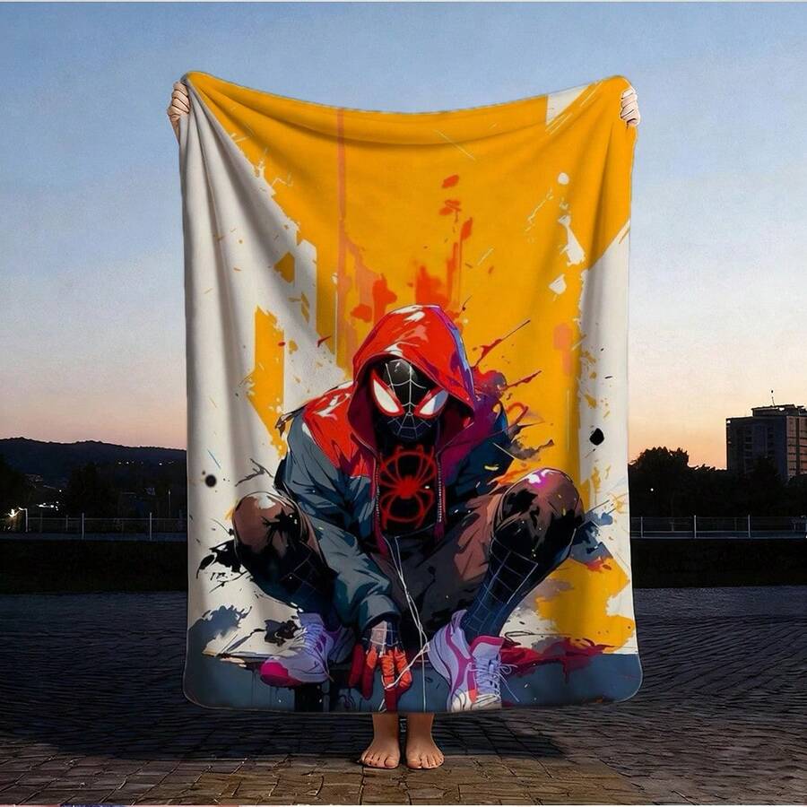 1pc S-Pider-Man Print Blanket,Retro Cartoon Style Throw Blanket,Cartoon Character Printed Blanket,All-Season Universal Nap Blanket,Character Home Decor Blanket,Modern Fashion Gift Suitable For Home Bedroom Bed Sofa Office Lunch Break Cover Picnic Blanket - Nhiều màu - Xem 1