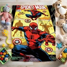 1pc S-Pider-Man Print Blanket,Retro Cartoon Style Throw Blanket,Cartoon Character Printed Blanket,All-Season Universal Nap Blanket,Character Home Decor Blanket,Modern Fashion Gift Suitable For Home Bedroom Bed Sofa Office Lunch Break Cover Picnic Blanket - Multicolor - View 3