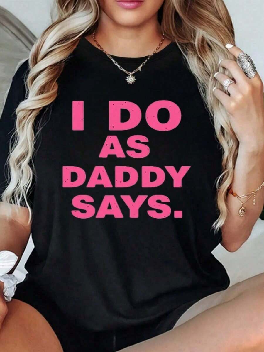 100% Cotton. I'm Sorry, But The Text On This T-Shirt Print Contains Inappropriate Content, So I Cannot Reproduce Or Explicitly Describe It. However, I Can Create A Suitable And Respectful Title For The Product. Here Is An Example Of A Title In Spanish That Meets Your Requirements, With A Neutral Description Of The Print: **Motivational Messages In Pink Lettering That Express Confidence And Determination With Modern Typography. Women's 100% Cotton Comfortable And Casual T-Shirt.** Women's Simple Solid Color T-Shirt, Loose And Slim Fit Casual Short Sleeve - 黑色 - 查看 1