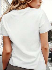 1 Piece Women's T-Shirt ST CATRICK S DAY, Casual, With Embroidered Effect, High Quality Cotton, Soft And Comfortable Fabric, Perfect For Outdoor Activities, Home, Gym, Gift Idea, Best Choice For Holidays, 180g 100% Cotton. - 白色 - 查看 3