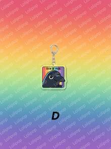 1个亚克力可爱卡通乌鸦LGBT塔罗牌风格吊坠，背包装饰/包包配件/书包配件/钱包吊坠，送朋友的礼物 - 彩色 - 查看 7