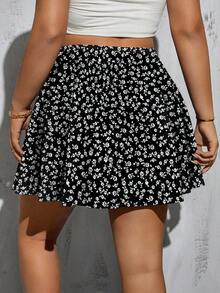Pantalones Cortos Florales Casuales de Talla Grande para Mujer, Pantalones Cortos de Verano, Falda-Pantalón de Verano, Pantalones Cortos para Conciertos Rave, Pantalones Cortos de Cintura Alta para Festivales Rave y Conciertos Country - Blanco 5 - Ver 2