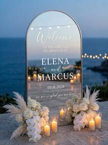 Customized Mirror Sticker Wedding Decoration - Wedding Signage Decor DIY Wedding Sticker - Mirror Sticker "Welcome To The Wedding" - Customized Mirror Letter Sticker Decal - Just Married - Wedding Marriage Decor/Modern Wedding Welcome Sign/Personalized Newlyweds Name And Date/Mirror Sticker-Bridal Shower - Multicolor - View 3