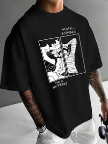 Men's Smart Casual T-Shirt - Made From 100% Pure Cotton, Regular Fit, Short Sleeves, Crew Neck, With Printed Design, Perfect For Urban Wear Or Casual Style, Or As A Gift. Crew Neck, 100% Cotton, Soft Fabric, Short Sleeves, Breathable And Cool, Unisex - 黑色 - 查看 6