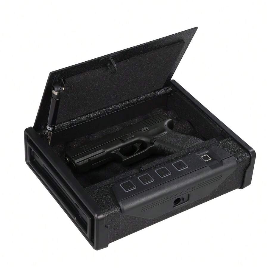 Quick Access And - Biometric Gun - Fingerprint, Keypad And Key - Lighted Storage For Bedroom, Living Room Or Closet, Efficient Protection And Organization - B - View 1