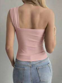 Camiseta sin mangas ajustada con tiras cruzadas huecas, estilo sexy y casual para mujer, Y2K - Rosa vieja - Ver 3