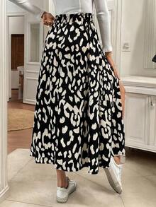 Frenchy Falda con abertura en el muslo y estampado de leopardo por toda la prenda - Multicolor - Ver 2