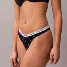 Calvin Klein Calvinklein Icon Logo Thong Underwear  Women  Panties QD5043  Thongs For Women Underwear - Diamond Logo Shoreline/Blue Descent - 查看 2