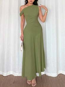 Women Midi Dresses - Olive Green - View 3