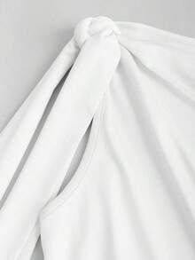 de mujer con hombros oblicuos y lazo - Blanco - Ver 3