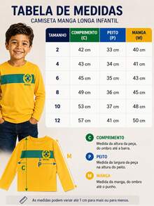 Brazil World Cup Long-Sleeved Children's T-Shirt In Cotton, Sizes 2 To 12 - 黃色 - 查看 7