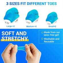 TASZOOS Hammer Toe Straightener - (6Pcs, Blue) - Gel Toe Splint Relief For Bunion, Crooked, Hammer, Broke Support - 3 Different Sizes (S_M_L) - trắng - Xem 3