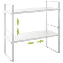 Across-Star - Estante organizador expandible para gabinete soporte apilable para mostrador de cocina estante de despensa de altura ajustable estante para especias blanco paquete de 2   39586756 - Blancopaquete de 2 - Ver 1