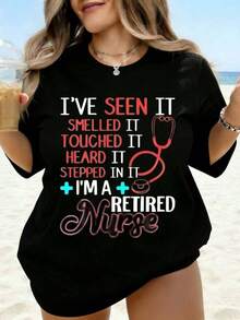Playera de mujer en modo crucero, camisa de playa de verano para mujer, casual, con diseño de ancla y gafas de sol, para vacaciones, viajes y uso diario informal. - Negro - Ver 1