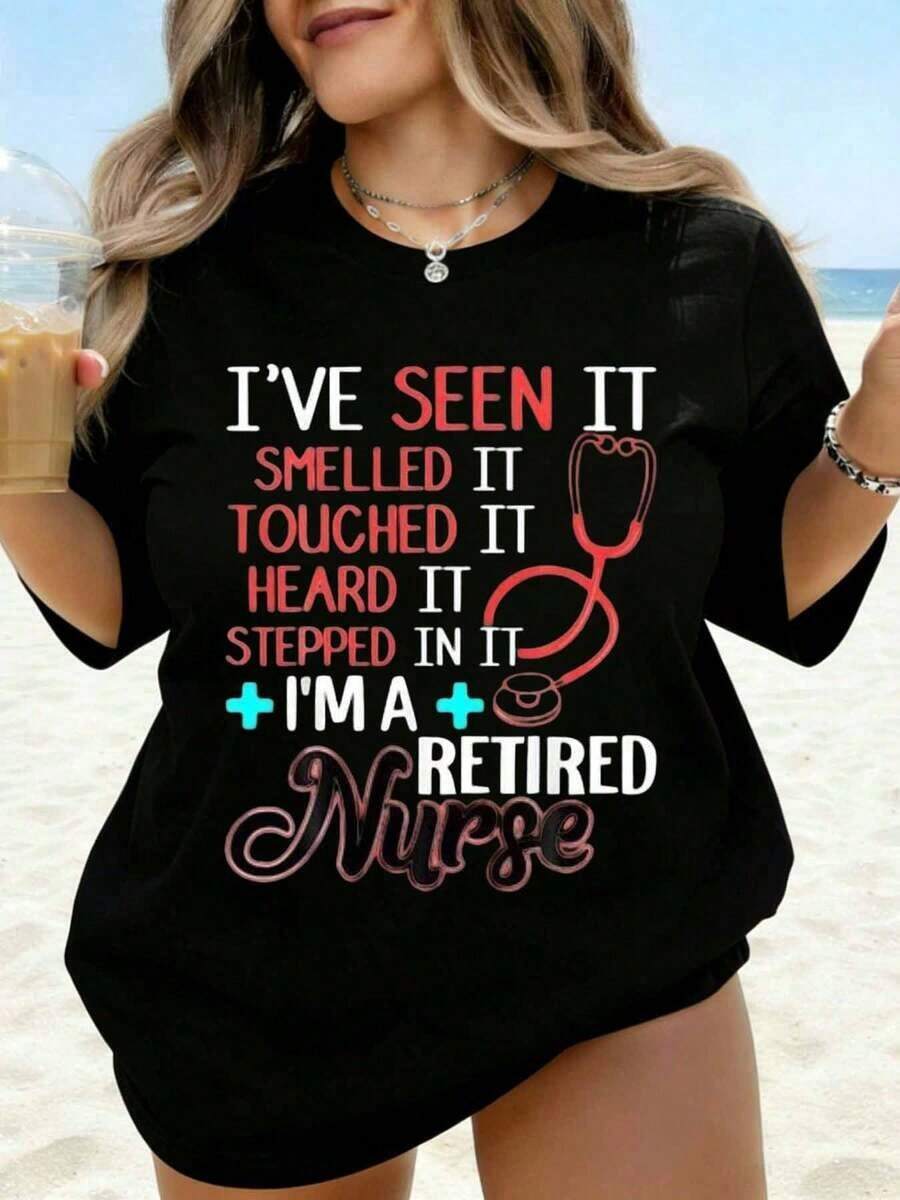 Playera de mujer en modo crucero, camisa de playa de verano para mujer, casual, con diseño de ancla y gafas de sol, para vacaciones, viajes y uso diario informal. - Negro - Ver 1
