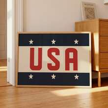 1pc Frameless Retro American Patriotic Font Art Canvas Poster Print Vintage 4th Of July Patriotic Farmhouse Aesthetic Wall Decor Minimalist Fun Art Painting For Home Apartment Bedroom Dorm Office Classroom Party Perfect Gift - Word - View 2
