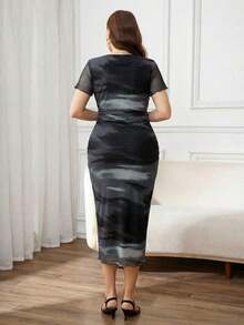 Plus Size Dresses - Black and White - View 2