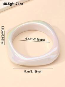 NAIZHU 1/4pcs Fashionable High-End Geometric Iridescent Resin Bracelets, Teen Daily Party Accessories - White - View 7