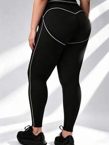 Plus Size Activewear Set, All Season, Black Seamless Fitted Yoga Set, Soft Fabric Black Leggings, Stretchy Comfortable Tank Top. Suitable For Running, Cycling, Yoga, Workout And Daily Wear. High-Density, High-Elasticity Fabric Provides Comfortable Free Movement, Suitable For All Seasons, Machine Washable Or Dry Cleanable. Sports - Black - View 4