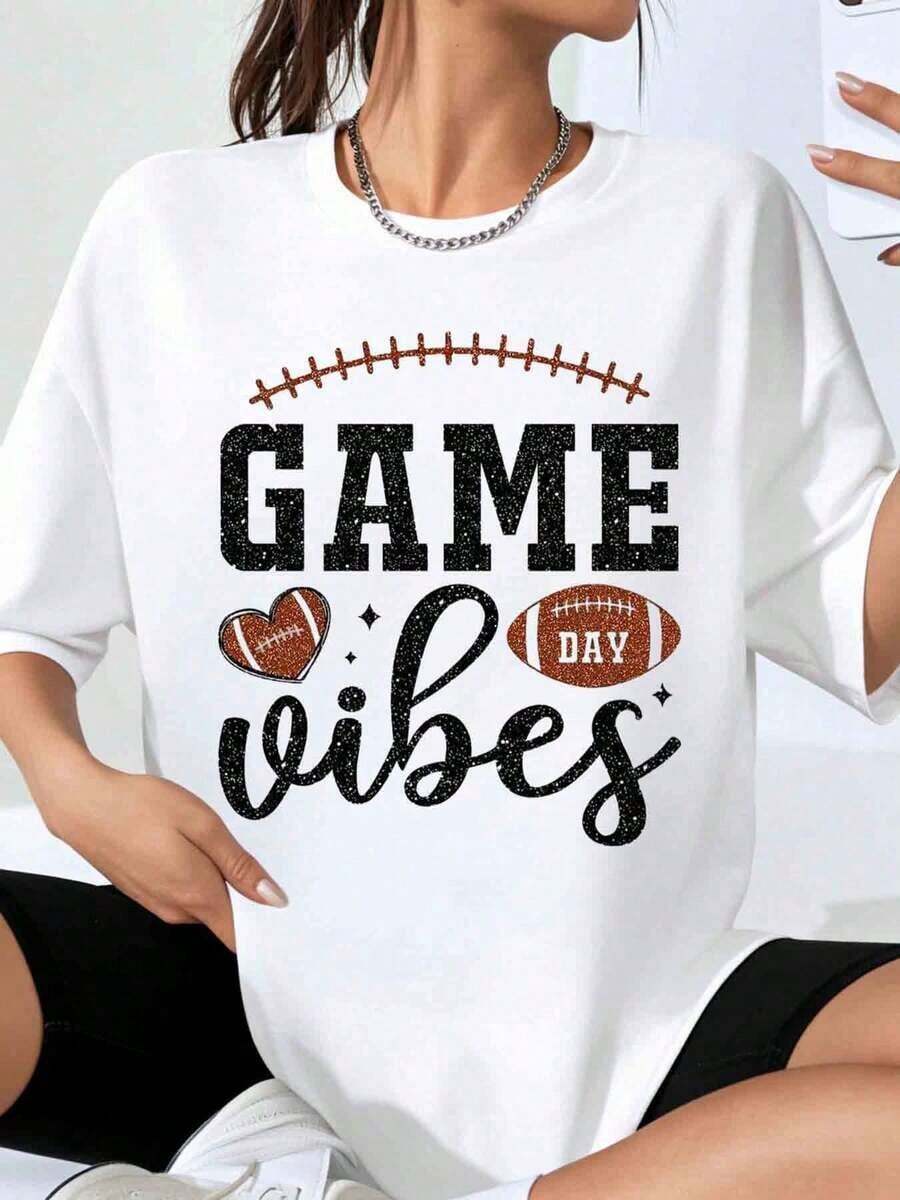 Women's Oversized Soccer Jersey With Bright Print, Casual Sports Top For Soccer Fans, Matchday Wear, Soccer Season Wear - 白色 - 查看 1