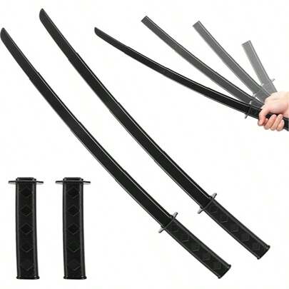 2pcs 3D Printed Gravity Retractable Samurai Sword Toy Model, Plastic Realistic Samurai Sword Toy, Martial Arts Weapon For Combat, Halloween Samurai Costume Accessory