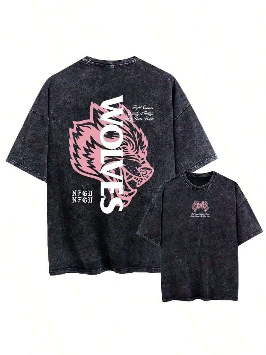 COCOC 2026 New Heavy-Duty Washed-Shirt,2026 Darc Wolf Print Vintage Washed Men's-Shirt, Fitness And Weight Training, Loose Summer Gym-Shirt, Suitable Workouts. Loose And Comfortable, Casual And Easy To Wear, High-Quality Wax Printed Cotton Retro Fashion-Shirt, Men's-Shirt, Beach Must-Have, Men's Summer-Shirt, Holiday,, Valentine's Day RXNN - màu đen - Xem 1