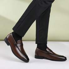 Gentleman's British Style Slip-On Loafers, Men's Business Formal Shoes - Brown - View 4
