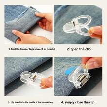 12/6pcs Transparent Pant Leg Clips, Invisible Hem & Sleeve Fixers, Adjustable Transparent Non-Slip Pant Leg Clips, Reusable Denim Cuff Holders - Clothing Clips - View 10