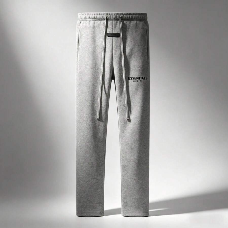 Men's Fear Of God Essentials SS22 Fleece-Lined Relaxed Sweatpants - Dark Oatmeal (Beige Tone) With Logo - 黑燕麥片 - 查看 1
