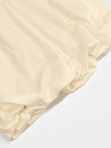 Long Knit Dress With Round Neck, 2026, Elegant Style, Fitted Cut With Petal Design - Light Yellow - View 7