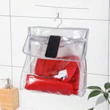 1pc Waterproof Hanging Storage Bag, Bathroom Wall Mounted Clothes Organizer, Shower Phone Toiletry Pouch, Dorm Bathroom Waterproof Hanging Bag For Clean Clothes Storage - Multicolor - View 4