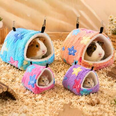 1pc Random Color Star Shaped Hanging Nest, Warm Winter Bed Suitable For Small Animals Like Hamsters, Teddy Bears, Hedgehogs