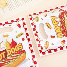 10/30/50pcs Hot Dog Printed Reusable Pearlescent Film Tote Bags Suit Packing, Party Favors And Fun Decoration, With Creative Packaging Design - Printed Version (10 Pieces/pack) 18*25cm - View 4
