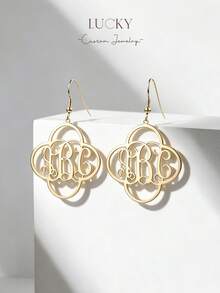 Personalized Name Earrings, Double-Layer Metal Name Earrings, 3D Name Pendant, Birthday Gift For Women - Earring Style 4 - View 8