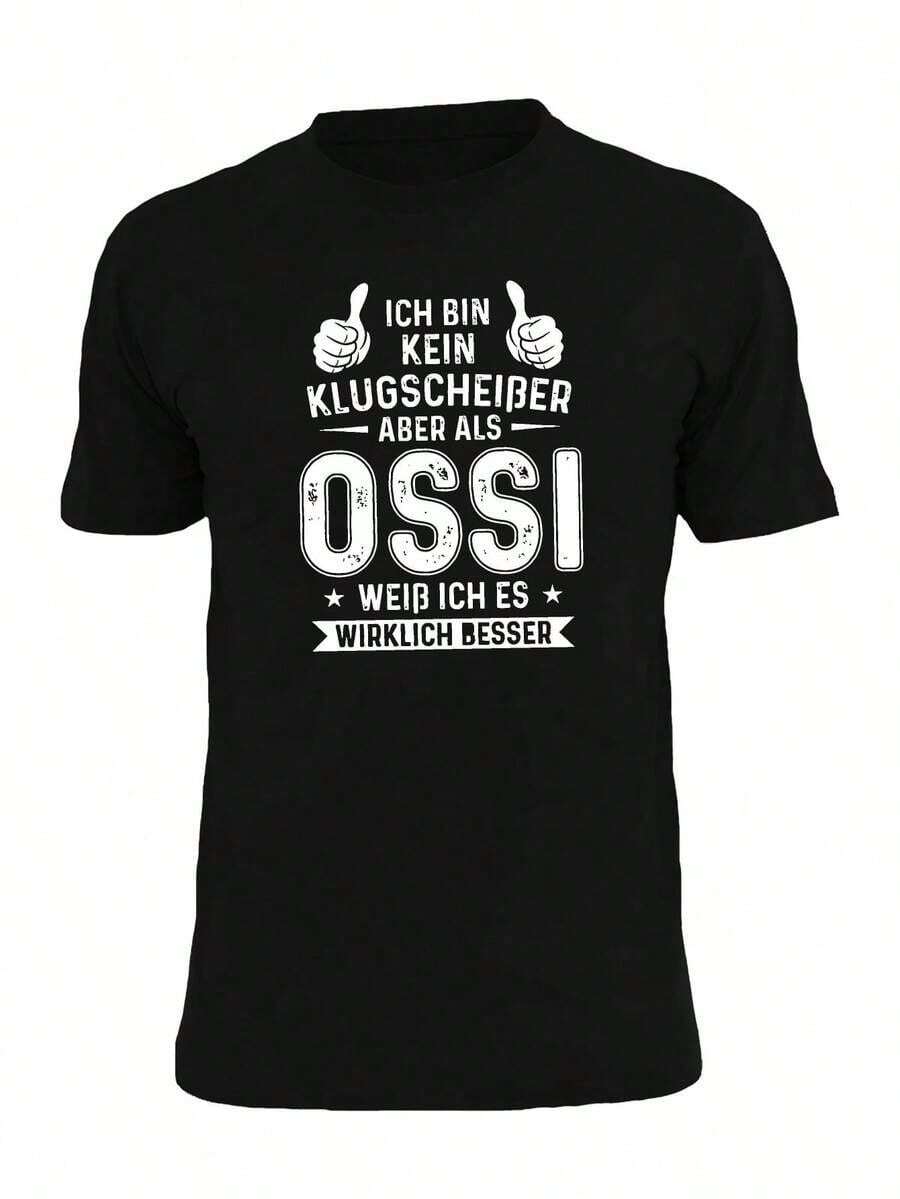 Unisex-T-Shirt für Erwachsene, lustiges deutsches Crinkle-Herren-T-Shirt, weiche Baumwolle, lässiger Alltagskomfort, leichtes, atmungsaktives Material, niedlich, perfekt für den Urlaub, Blusen für Damen, Oberteile für Damen. - Schwarz - Übersicht 1