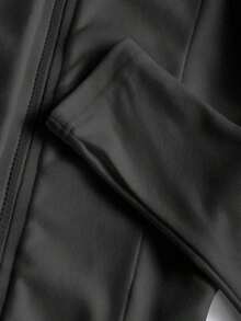 Chaqueta ligera con estampado de polo para mujer, abrigo casual de calle deportivo con cremallera, ajuste delgado de manga larga, otoño - Negro 3 - Ver 3