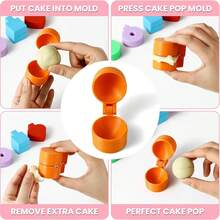 Juego de Moldes Redondos para Pastel Impresos en 3D, Cortador y Empujador de Esferas y Círculos para Cake Pops, Accesorios para Repostería Casera - Naranja - Ver 5