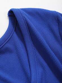 Camiseta de mujer de ajuste ceñido con cuello en U, ropa de otoño con mangas largas para mujer - azul real - Ver 7