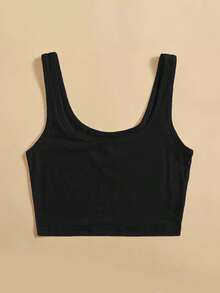 Top tank corto unicolor - Negro - Ver 3