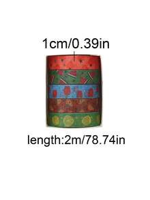 Set de 5 rollos/caja de cinta washi deliciosa con temática de frutas, diseños de estampados de diferentes frutas, cinta decorativa adecuada para hacer diarios DIY, scrapbooks, tarjetas y decoración de cajas de regalo - Multicolor - Ver 3