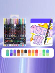 24/48 Colors Dual-Tip Glitter Pens With Quick-Drying Ink - Fine Tip, Suitable For Scrapbooking, Card Making, Journaling, 24 Colors Dual-Tip Glitter Marker Pens Set For S, Artists And Crafts, Back To School, Other Party Favors - Upgraded - View 13