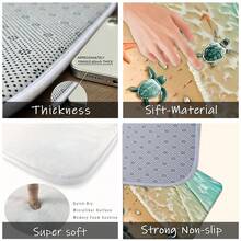 1PC/2PCS/3PCS Kitchen Floor Mats, Beach Sea Turtle & Starfish Print, Non-Slip, Water Absorbent, Soft & Comfortable, Easy To Clean, Ideal For Kitchen Decoration - Multicolor - View 4