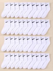 20 Pairs Kids Mid-Calf Socks, Children Elastic Socks, Kids Short Socks, Kids Sports Socks, With Hook Design, Suitable For Teens Daily Wear, Suitable For Boys And Girls, Suitable For All Seasons - Multicolor - View 1