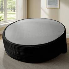 55'' Oversized Round Chair Lounge Chaise Indoor, Large Circle Chair With Deep Seat , Corduroy Sponge Single Sofa With Pillow, No Assembly Required, Boneless Couch For Living Room, Bedroom, Reading - Black - View 10