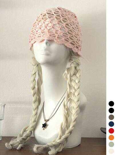 1 pièce Bonnet tricoté aéré et léger, Bonnet tricoté ajouré pailleté, Bonnets polyvalents pour femmes, Bonnet tricoté aéré et léger à la mode, Bonnets faits main ajourés au crochet pour femmes, Bonnets ajourés légers et respirants pour l'été