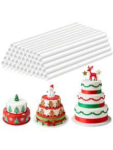 1/5/10pcs White Floating Cake Support Rods, Cake Tier Support Tubes, Cake Stacking Dowels, White Plastic Support Sticks For Tiered Cake Building And Stacking, Suitable For Christmas Parties And Events - Multicolor - View 7